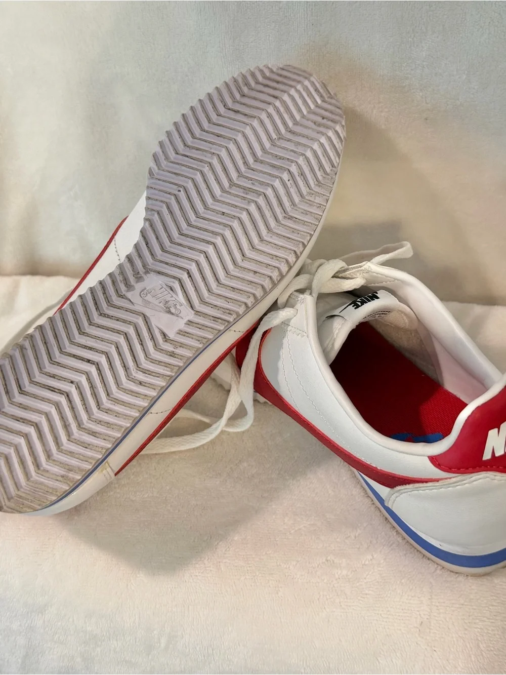 Nike White Red Blue Classic Cortez-Style Athletic Shoes - Forest Gump